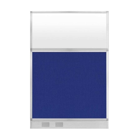 VERSARE Hush Panel Configurable Cubicle Partition 4' x 6' Royal Blue Fabric Frosted Window w/ Cable Channel 1855605-3